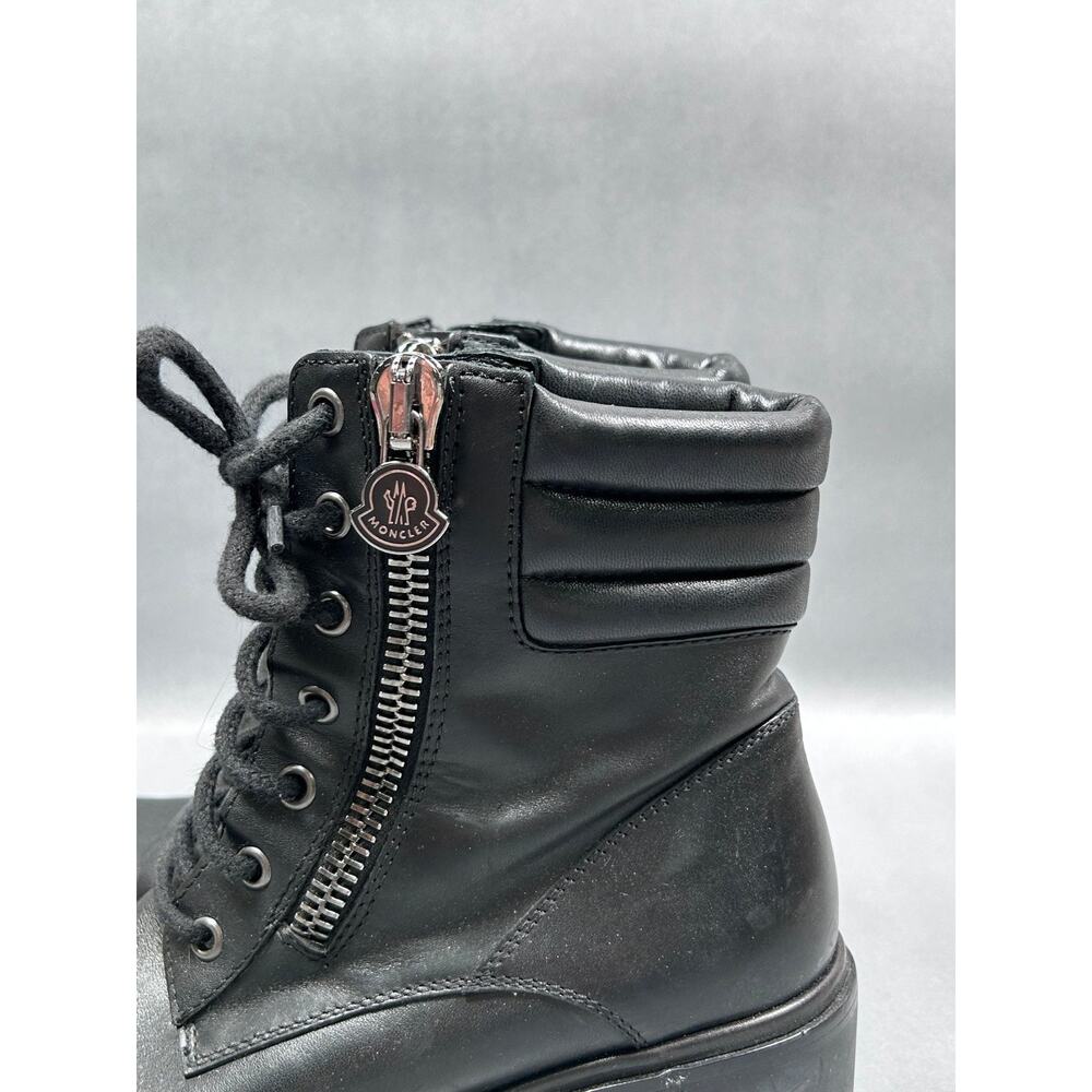 Moncler Black Leather Lace Up Boots w/ Side Zip Platform Sz 36 Women’s - Picture 8 of 9